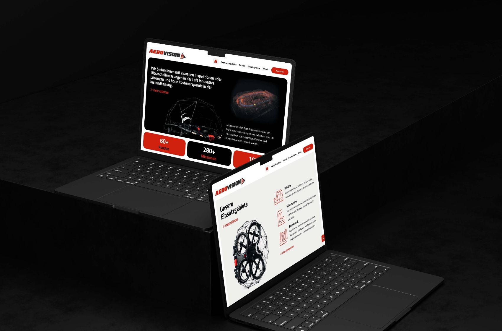 aerovision website mockup laptops