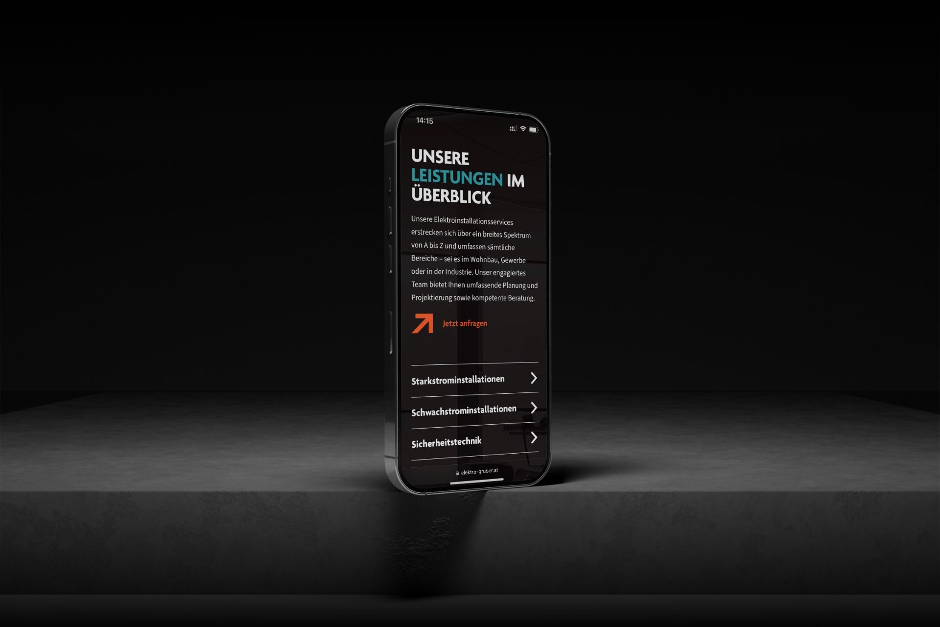 gruber elektro website mobil leistungen