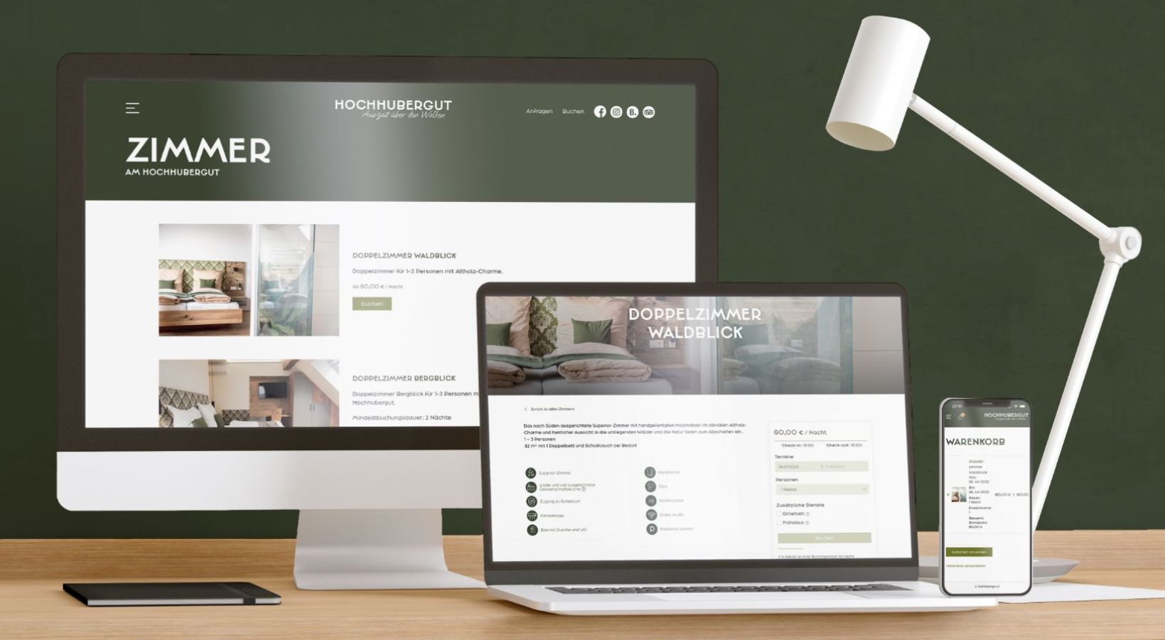 Hochhubergut Referenz - Schreibtisch mit Website von HHG - von Plappermaul