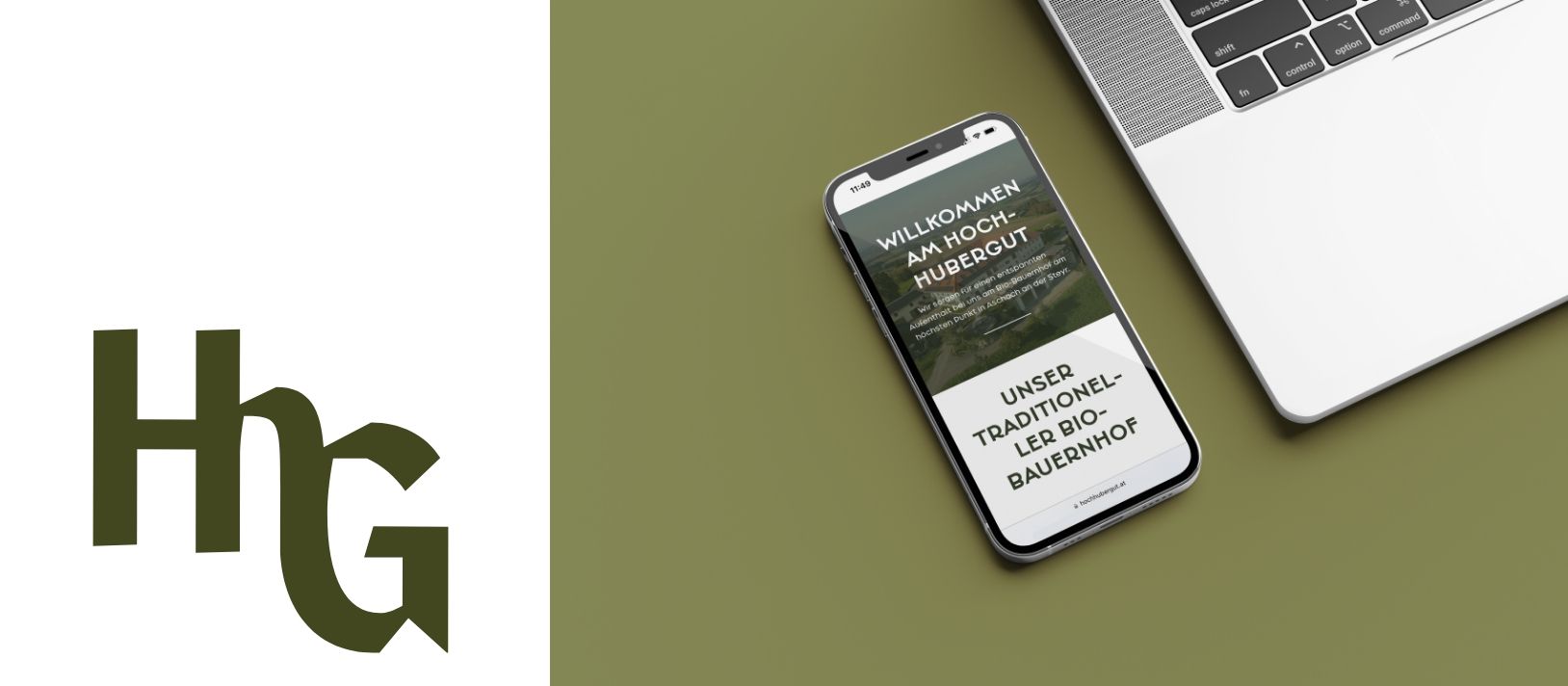 Hochhubergut Referenz - HHG Symbol und Website auf Handy
