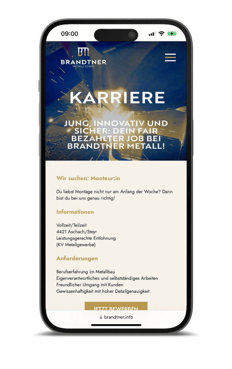 Plappermaul Referenz Brandtner Metall website mobil karriere