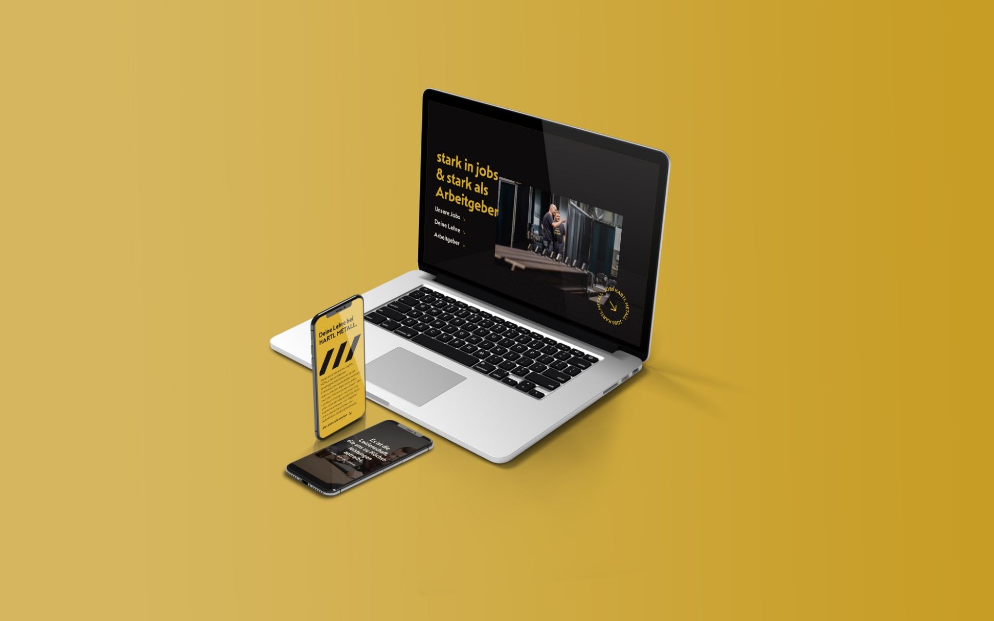 Plappermaul Referenz Hartl Metall Laptop iPhones Mockup Website