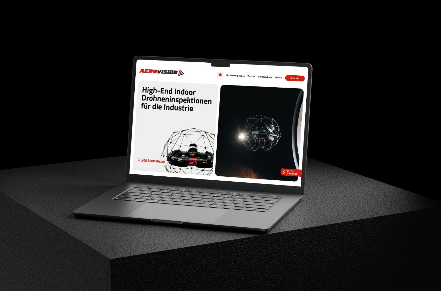 referenz aerovision website mockup startseite