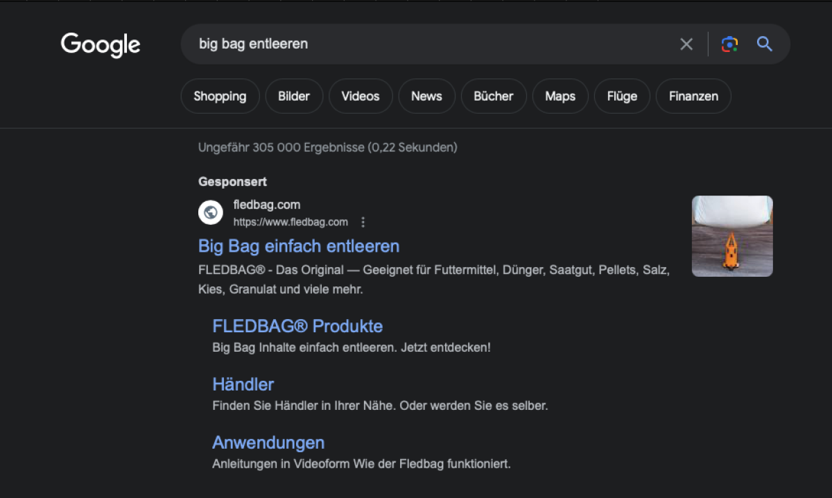 Plappermaul SEA Google Suche Beispiel